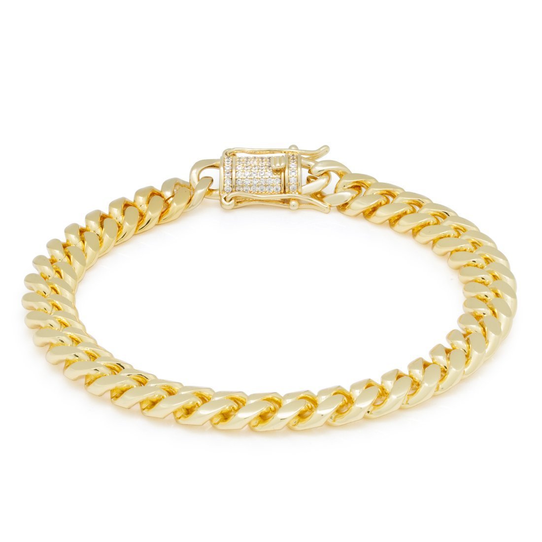 8mm Miami Cuban Link Bracelet  in  Gold Plated / 14K Gold / 8" by King Ice