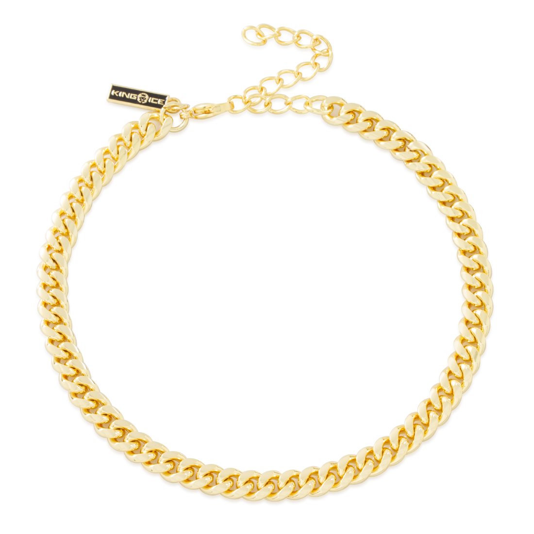 8mm Miami Cuban Link Choker Chain  in  Gold Plated / 14K Gold / Adjustable by King Ice