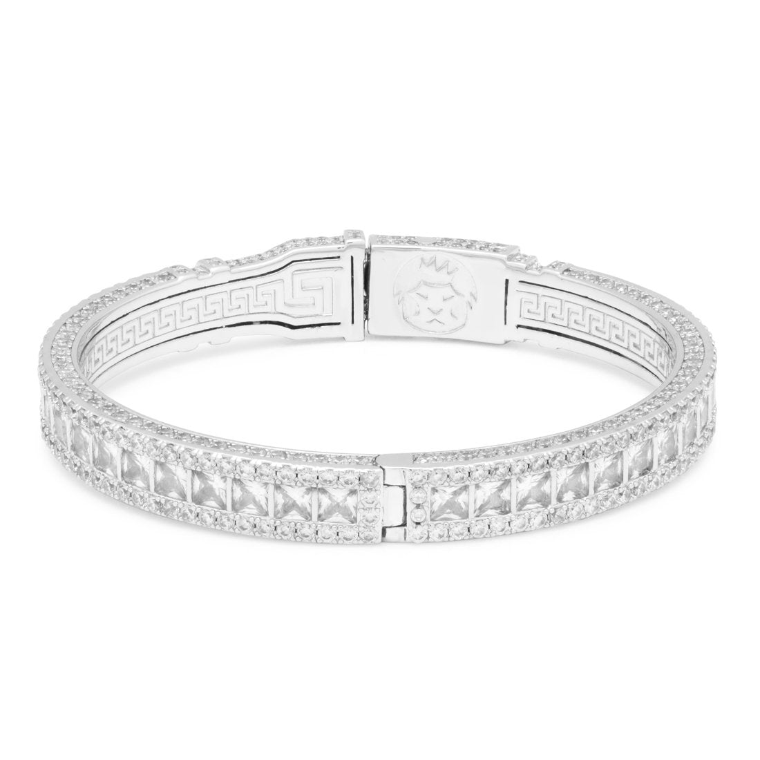 8mm Princess Cut Bangle Bracelet  in  White Gold / 8" by King Ice