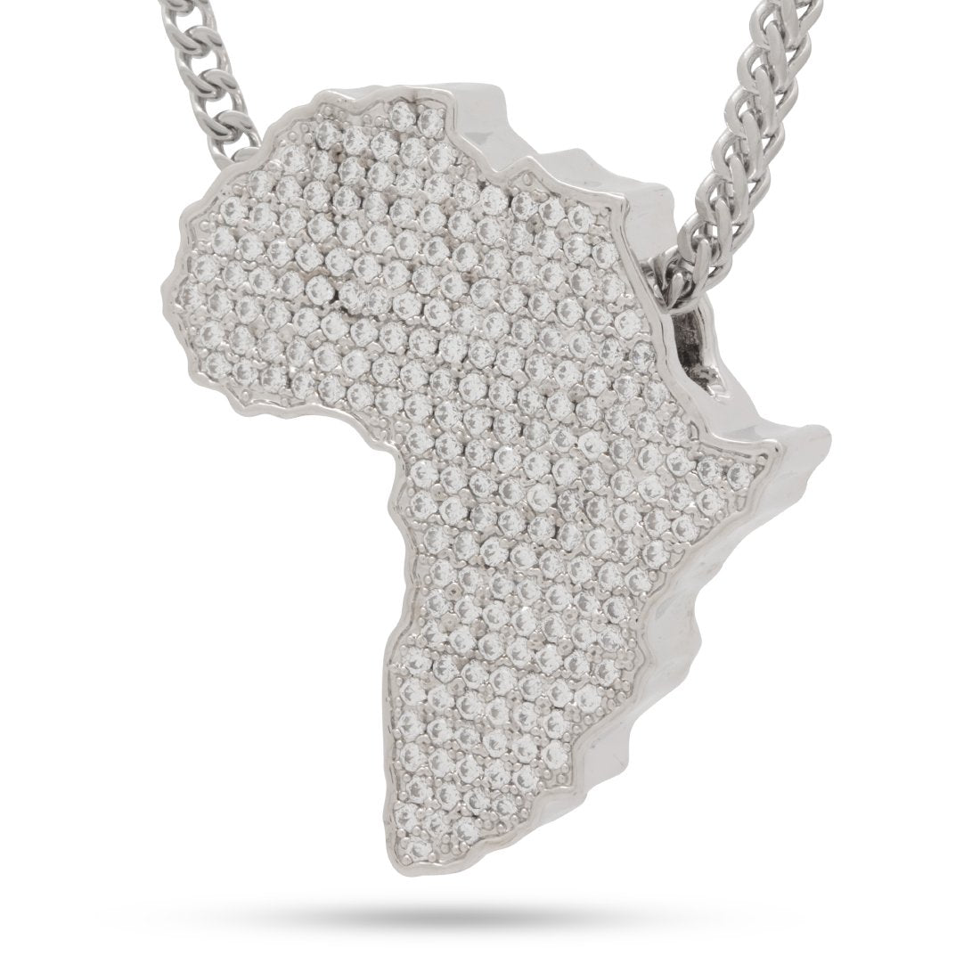 Africa Necklace  in  White Gold / 1.6" by King Ice