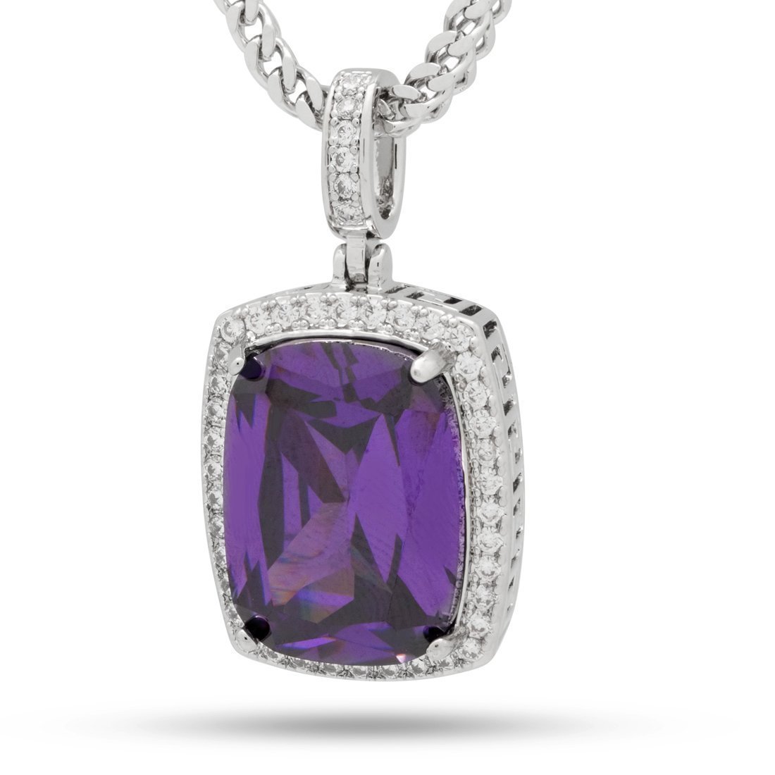 Amethyst Crown Julz Necklace  in  White Gold / 1.5" by King Ice