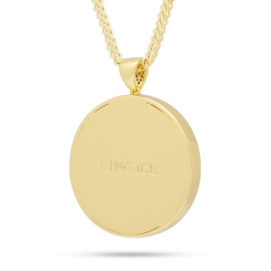 Angel Medallion Necklace  in  14K Gold / 2" by King Ice