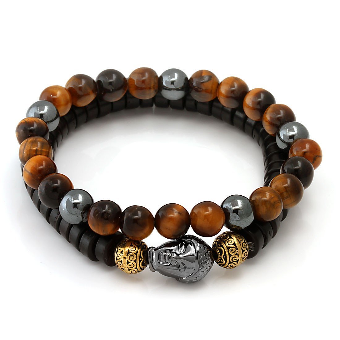 Auspicious Buddha Bracelet Set by MARZ  in  Black / 8.5" by King Ice