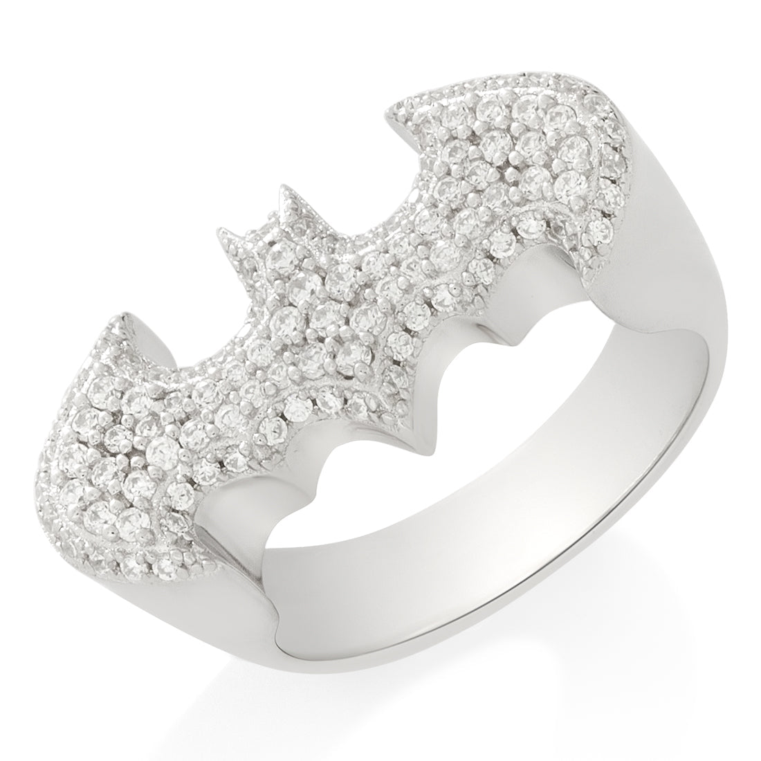 Batman x King Ice - 11mm Classic Batman Logo Ring  in  Gold Plated / White Gold / 7 by King Ice