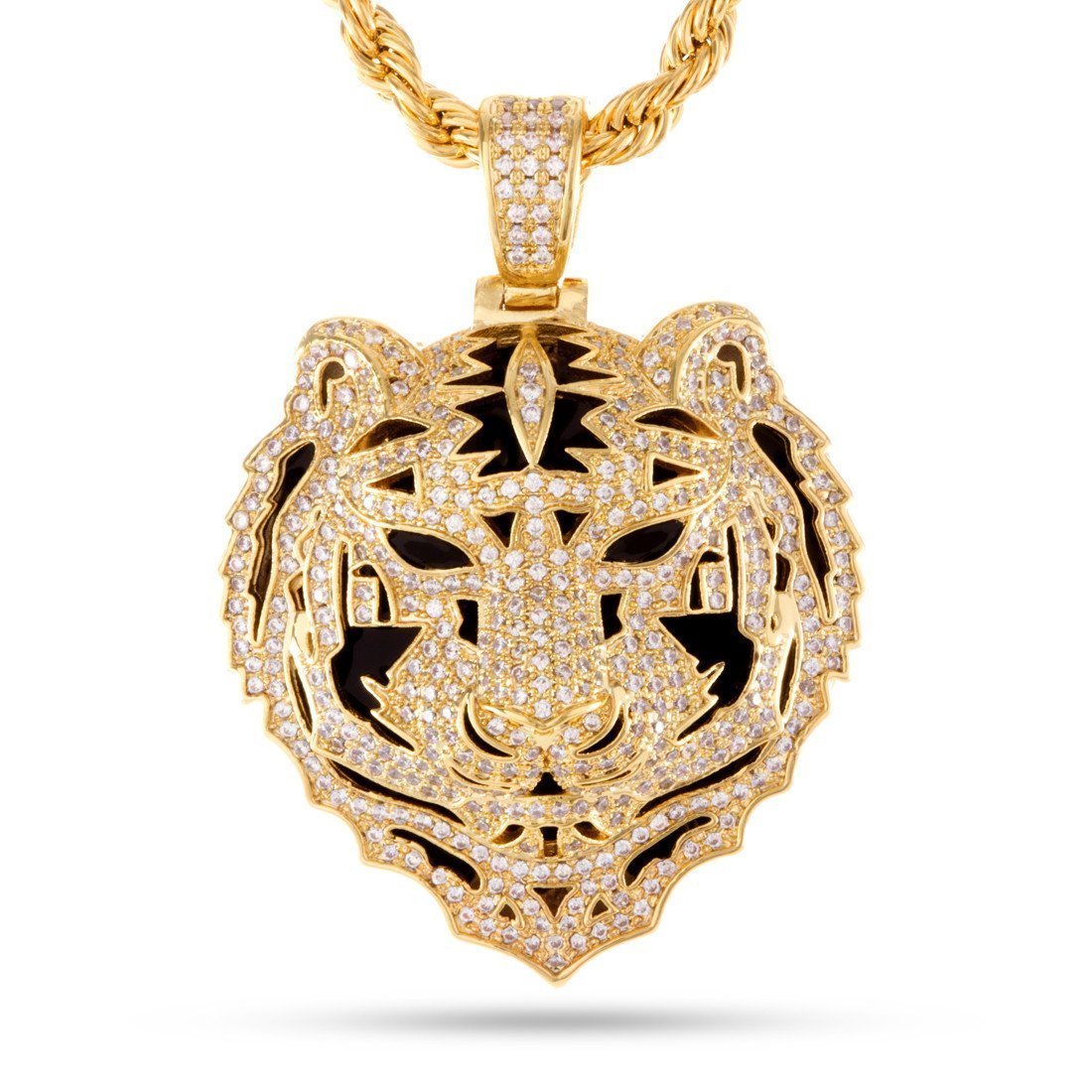 Bengal Tiger Necklace  in  14K Gold / 2" by King Ice