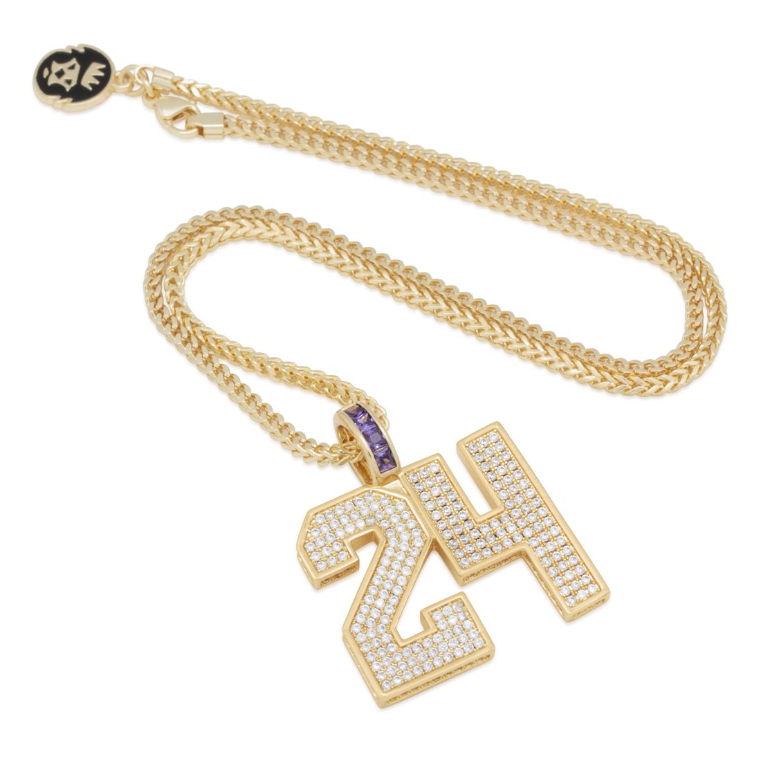 Black Mamba Classic Number 24 Necklace  in  14K Gold / 1.7" by King Ice