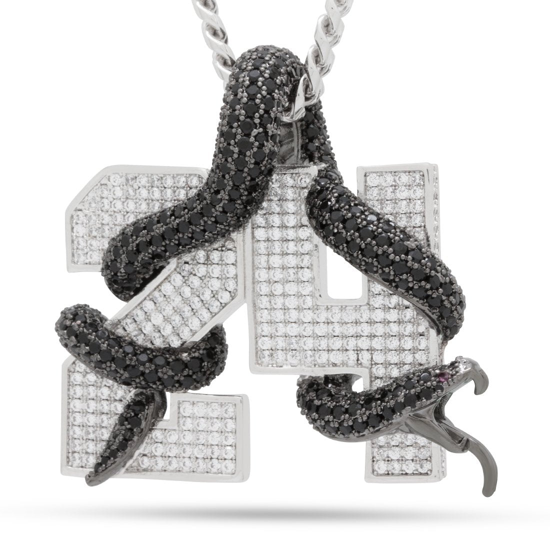 Black Mamba Number 24 Necklace  in  White Gold / 2.1" by King Ice