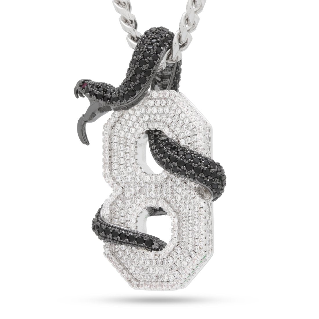 Black Mamba Number 8 Necklace  in  White Gold / 2.1" by King Ice