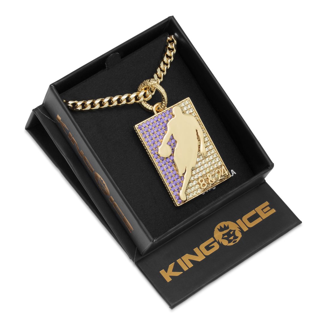 Black Mamba Silhouette Necklace  in  14K Gold / 2.1" by King Ice