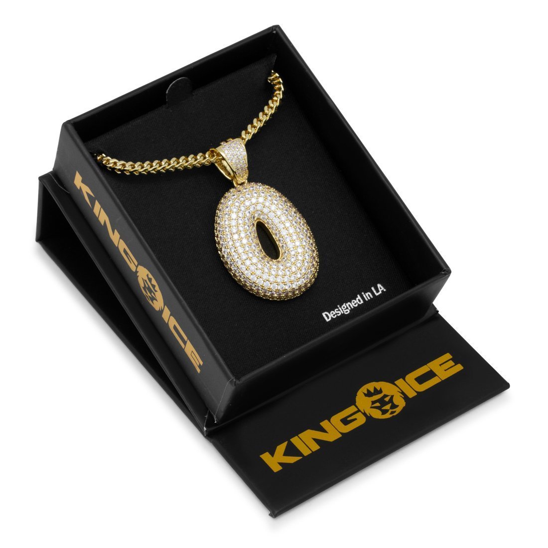 Bubble Letter O Necklace  in  14K Gold / 1.7" by King Ice