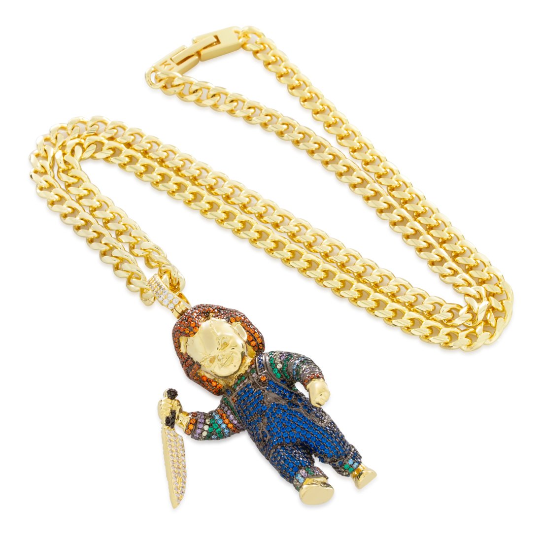 Chucky x King Ice - Evil Chucky Doll Necklace  in  14K Gold / 2.4" by King Ice