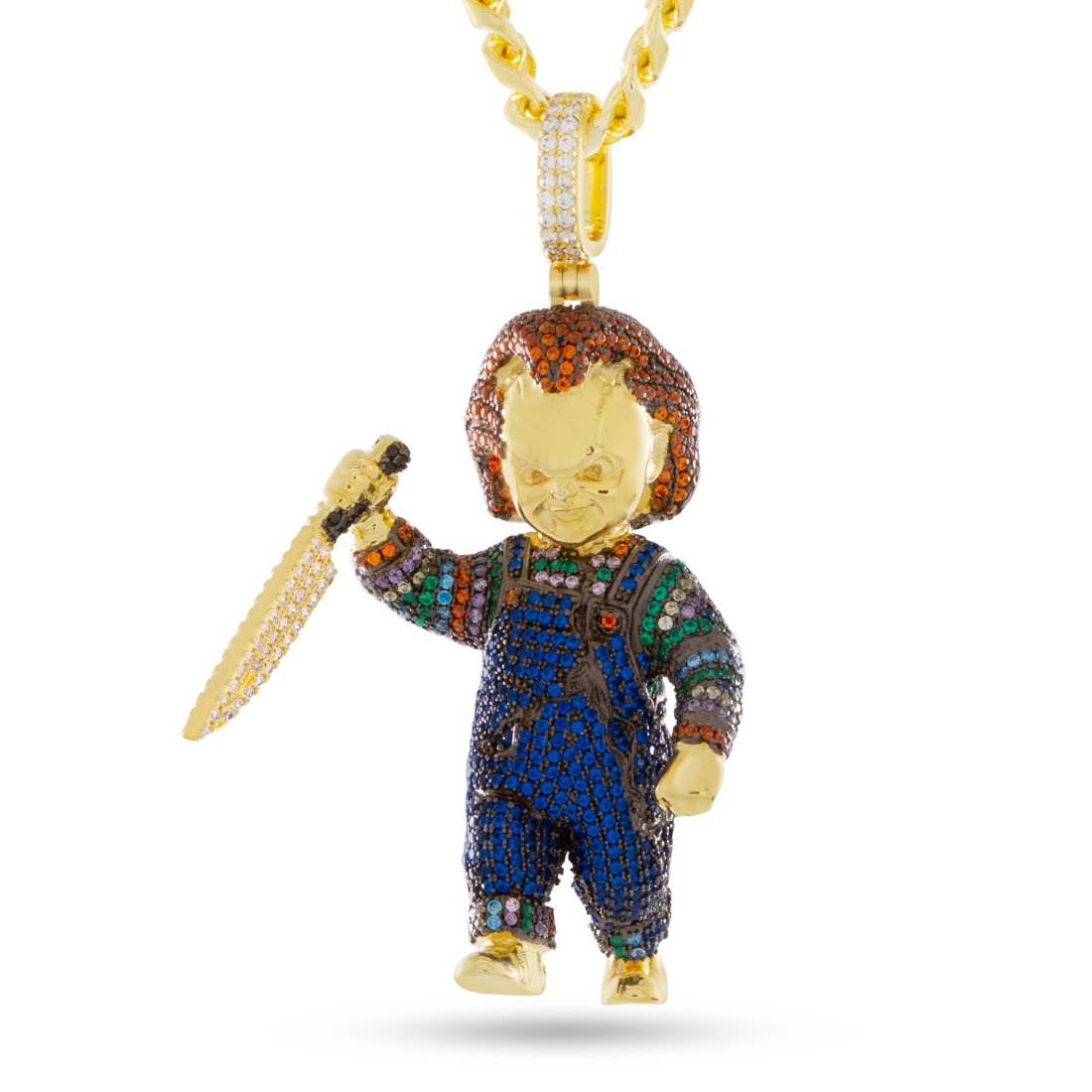 Chucky x King Ice - Evil Chucky Doll Necklace  in  14K Gold / 2.4" by King Ice