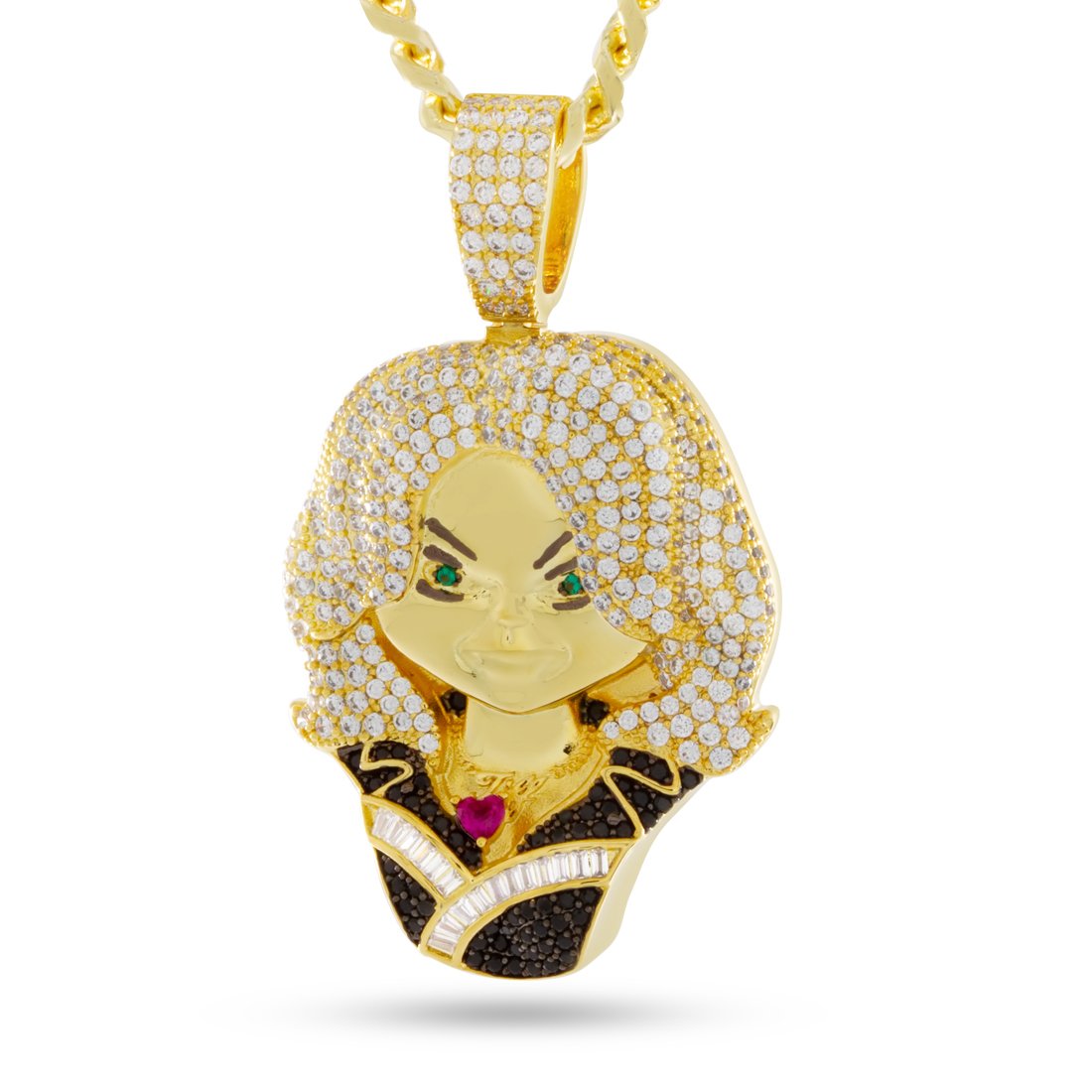 Chucky x King Ice - Tiffany Valentine Bust Necklace  in  14K Gold / 2.2" by King Ice