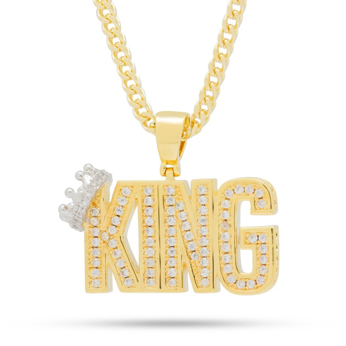 Crowned King Necklace  in  14K Gold / 1.2" by King Ice