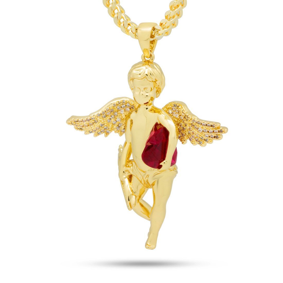 Cupid Necklace  in  14K Gold / 1.9" by King Ice