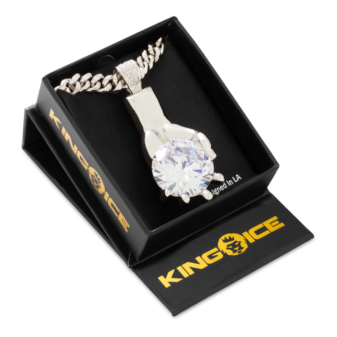 Diamond Hands Necklace  in  by King Ice