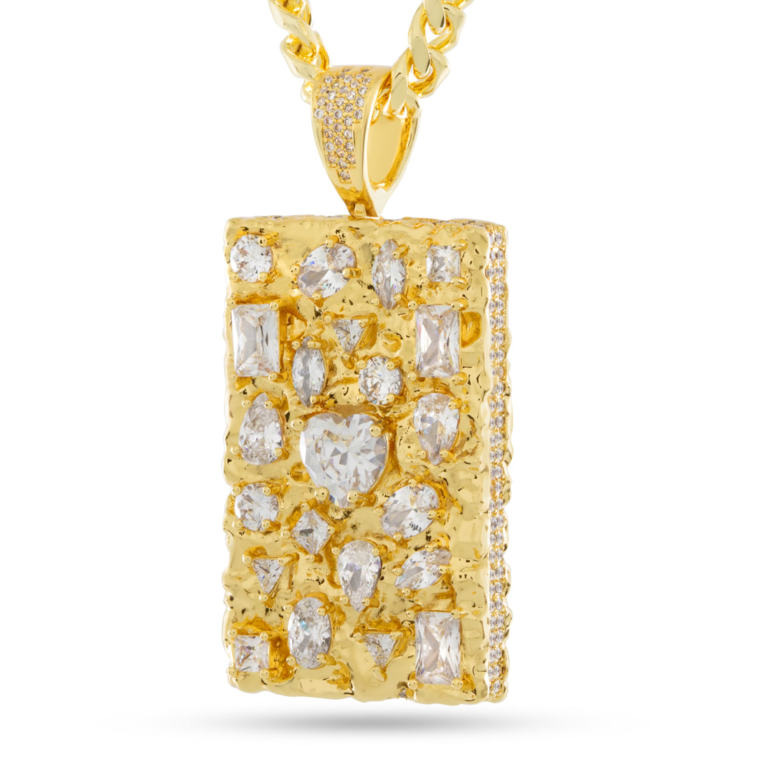 Diamond in the Rough Necklace  in  14K Gold / 2.1" by King Ice