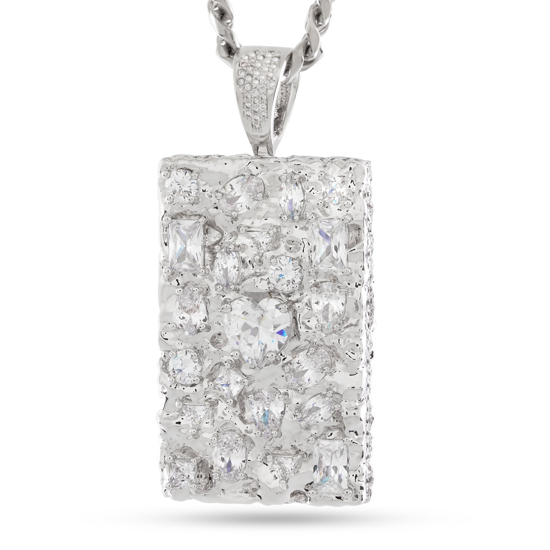 Diamond in the Rough Necklace  in  White Gold / 2.1" by King Ice