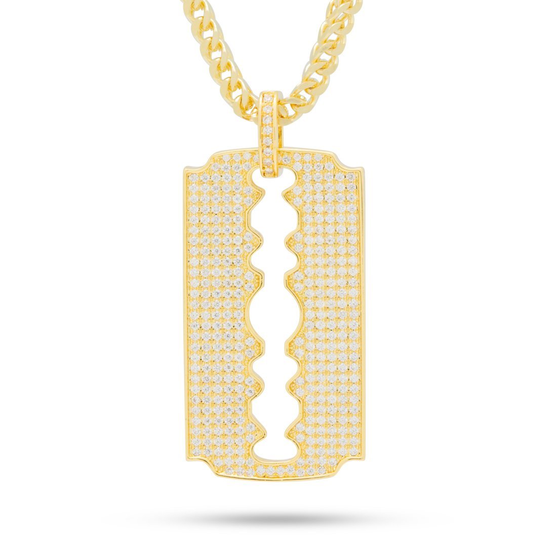 Double-Edge Razor Blade Necklace  in  14K Gold / 1.7" by King Ice