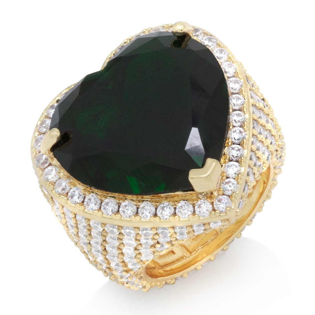 Emerald Heart Ring  in  Gold Plated / 14K Gold / 7 by King Ice