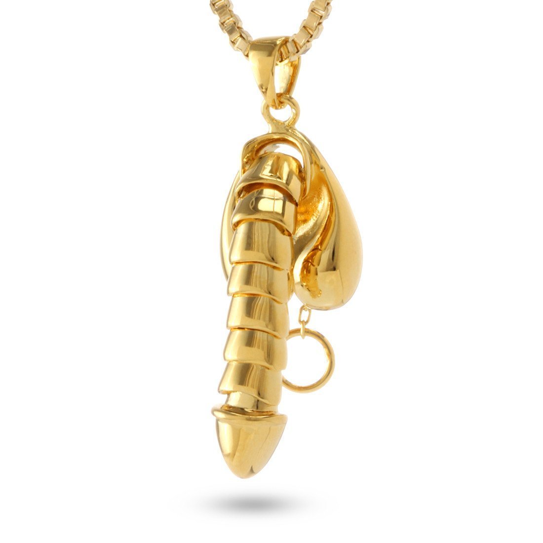 Erotic Erecting Penis Necklace  in  14K Gold / 1.5" by King Ice