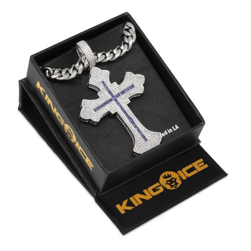 Fleur de Lis Cross Necklace  in  by King Ice