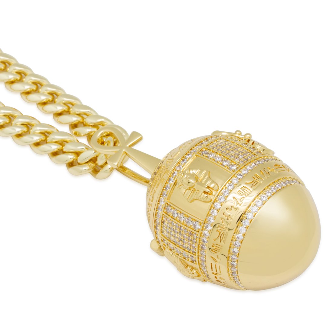 Golden Stash Egg of the Pharaoh Necklace  in  14K Gold / 3.1" by King Ice