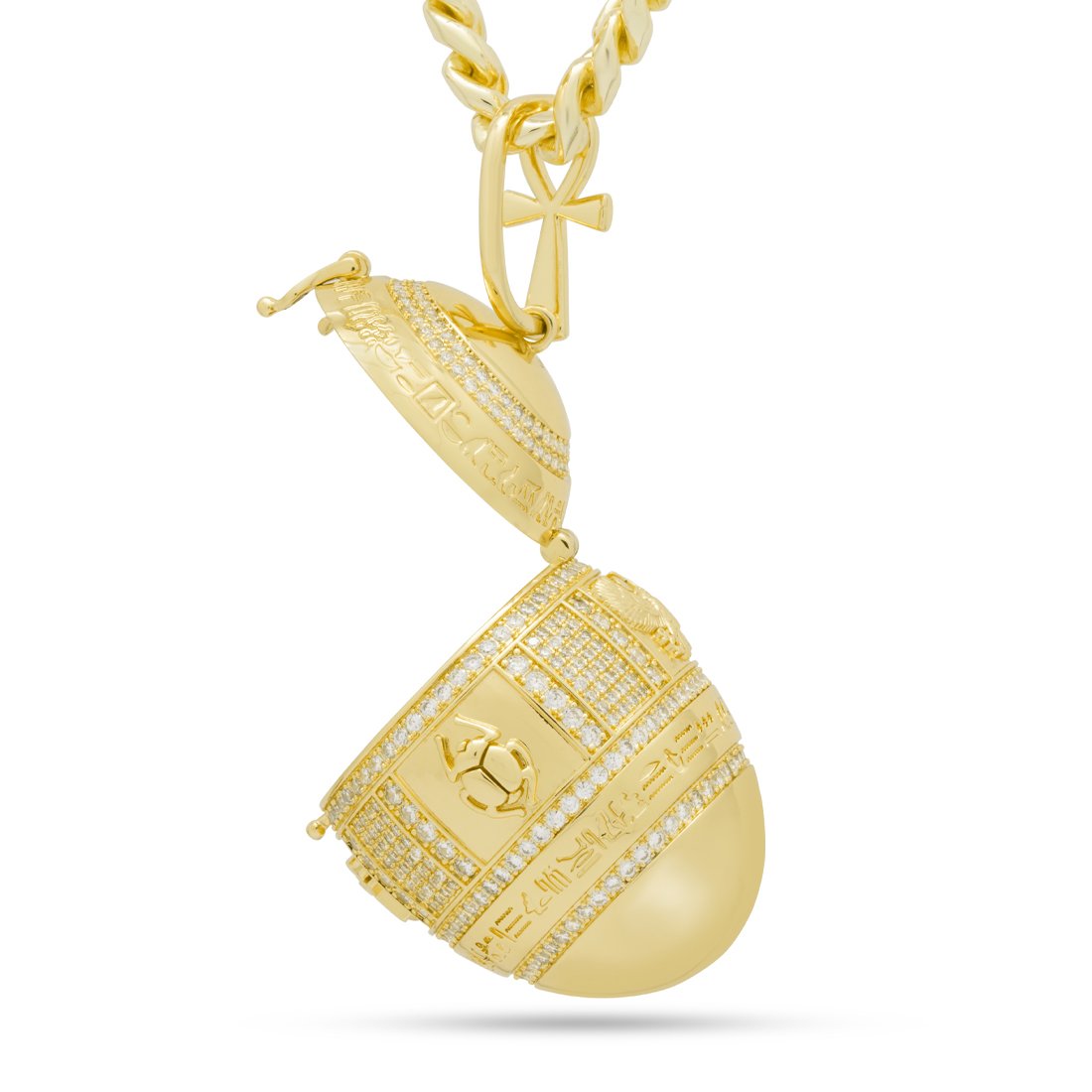 Golden Stash Egg of the Pharaoh Necklace  in  14K Gold / 3.1" by King Ice