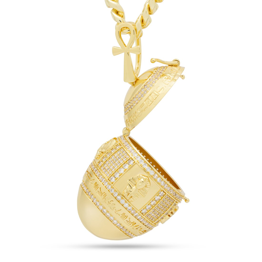 Golden Stash Egg of the Pharaoh Necklace  in  14K Gold / 3.1" by King Ice