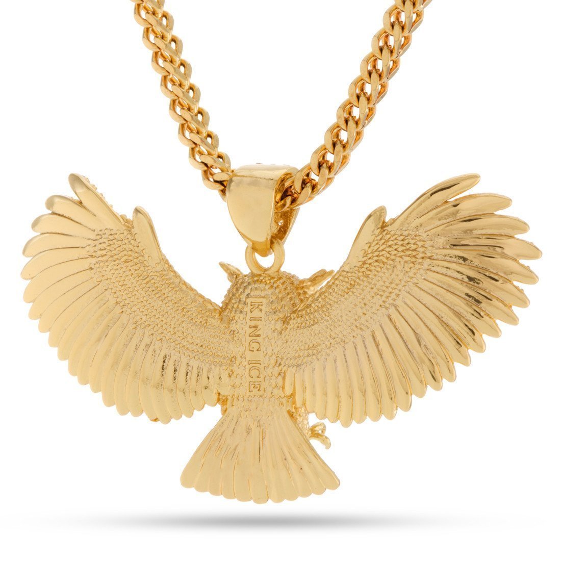 Great Horned Owl Necklace  in  14K Gold / 1.2" by King Ice