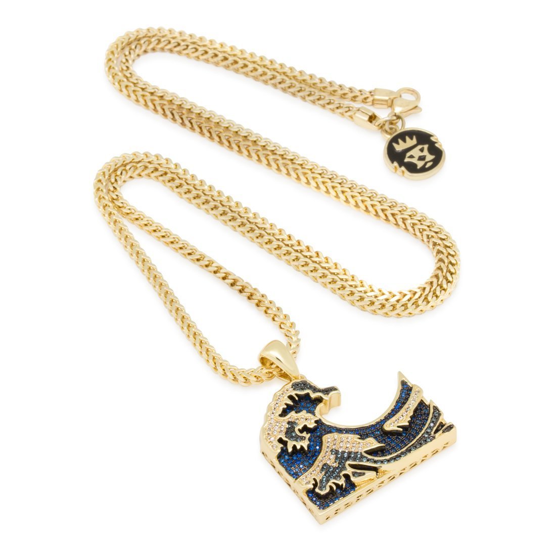 Great Wave Necklace  in  14K Gold / 1.5" by King Ice