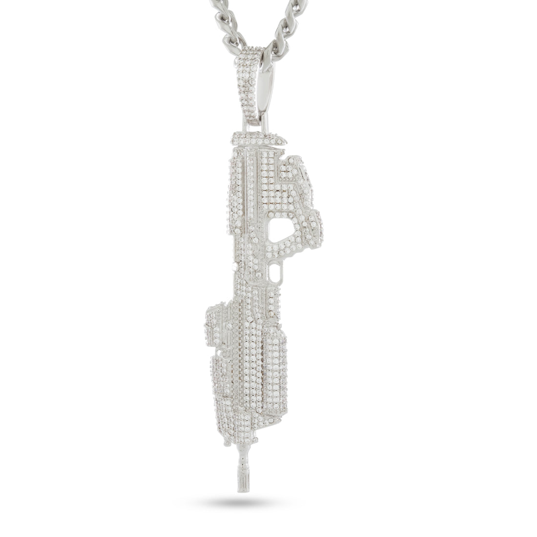 Halo x King Ice - MA5C Assault Rifle Necklace  in  White Gold / 3" by King Ice