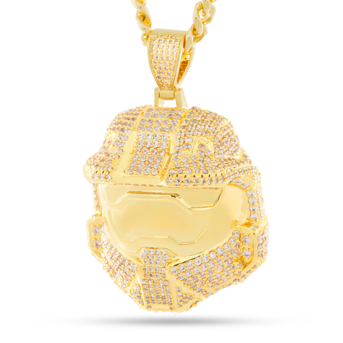 Halo x King Ice - Master Chief Helmet II Necklace  in  14K Gold / 2.2" by King Ice