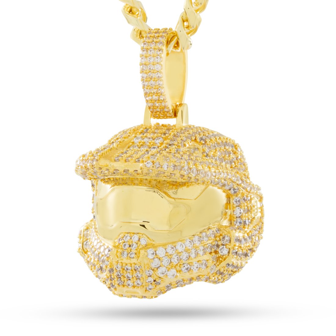 Halo x King Ice - Master Chief Helmet Necklace  in  14K Gold / 1.6" by King Ice