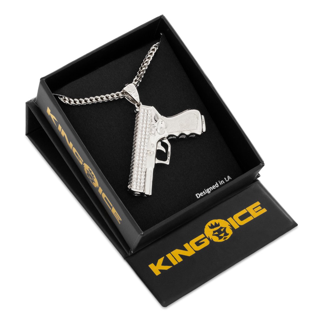 Iced Handgun Necklace  in  by King Ice