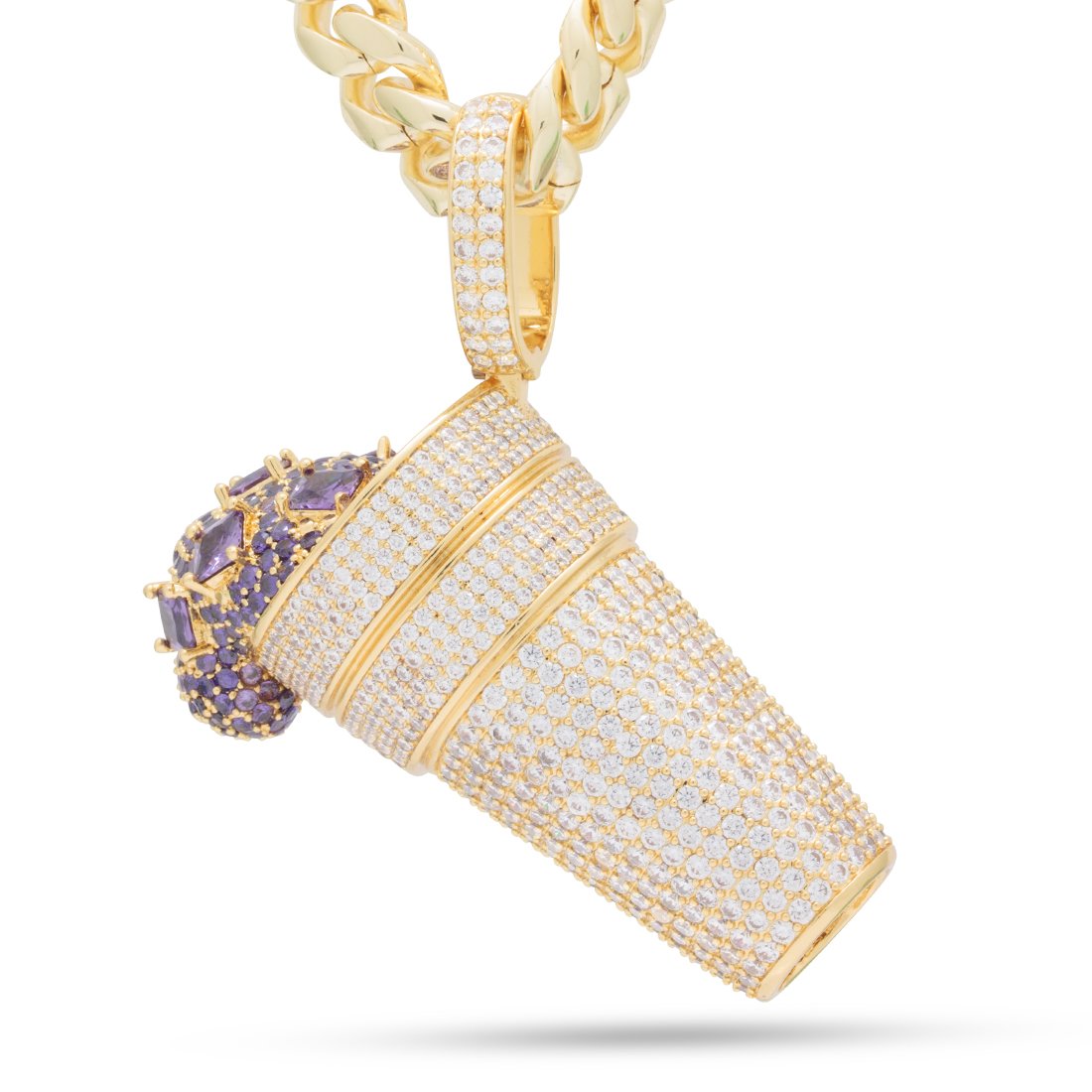 Iced Purple Drank Necklace  in  14K Gold / 2.3" by King Ice