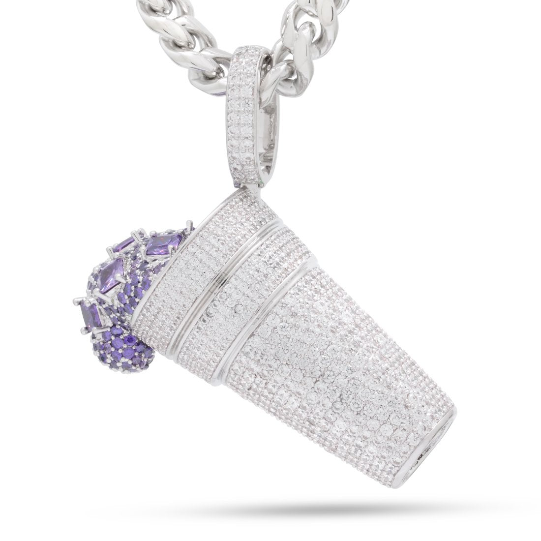 Iced Purple Drank Necklace  in  White Gold / 2.3" by King Ice