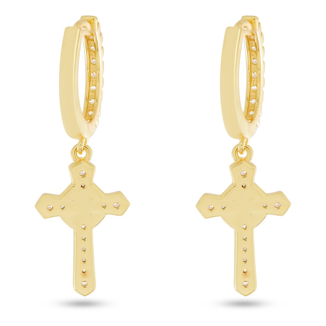 Iced Wrapped Cross Earrings  in  by King Ice