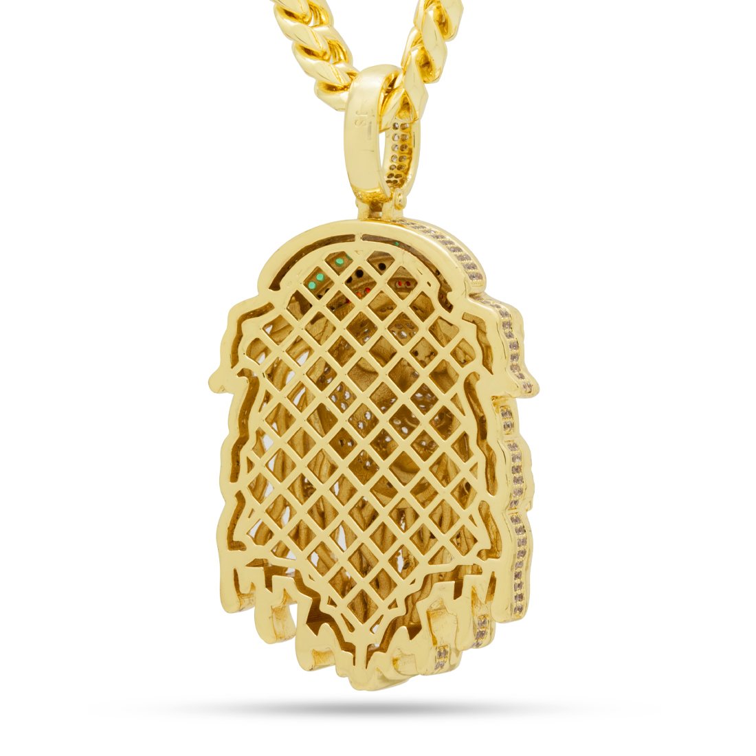 Icy Rasta Lion Necklace  in  14K Gold / 2.8" by King Ice