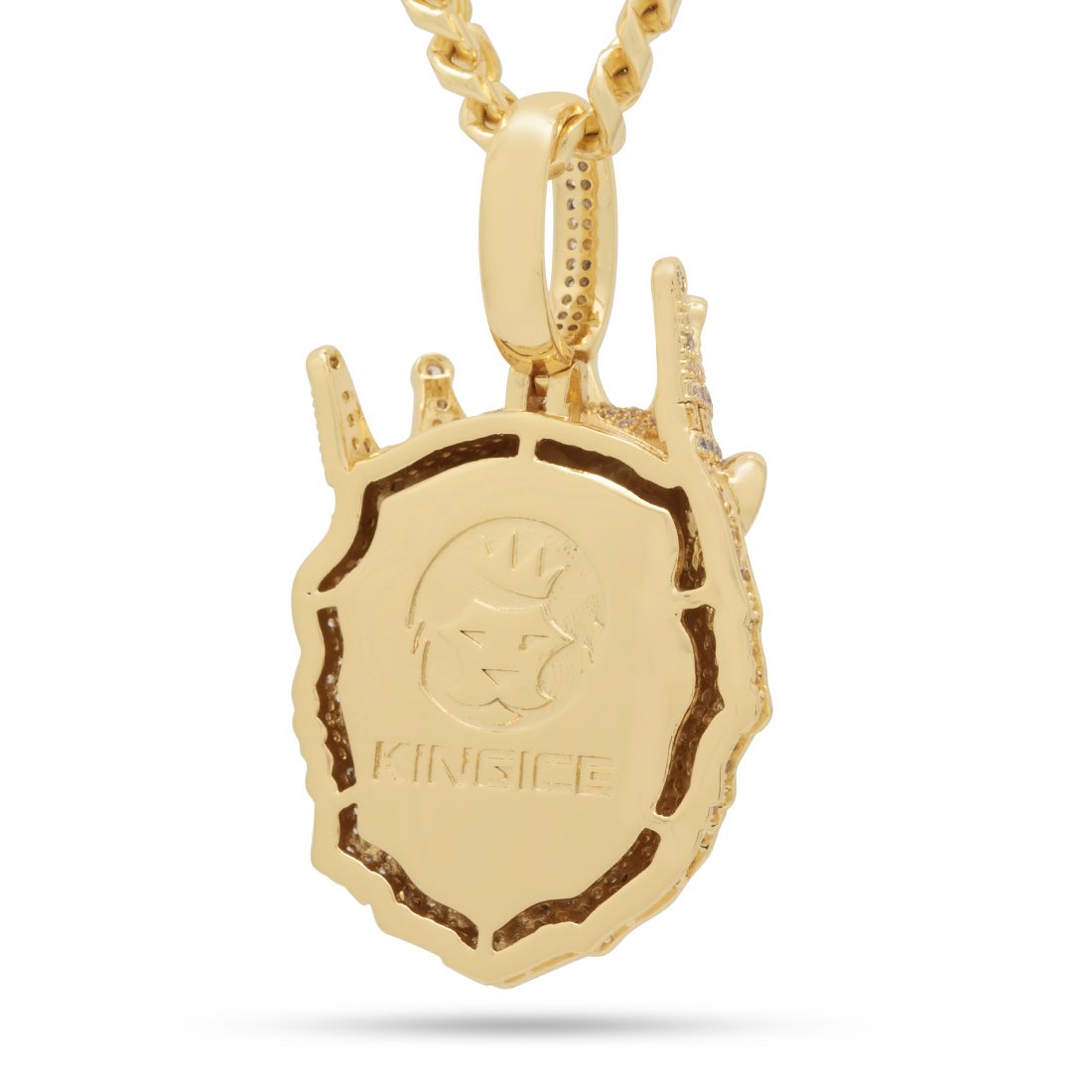 Icy Royal Lion Necklace  in  14K Gold / 2" by King Ice