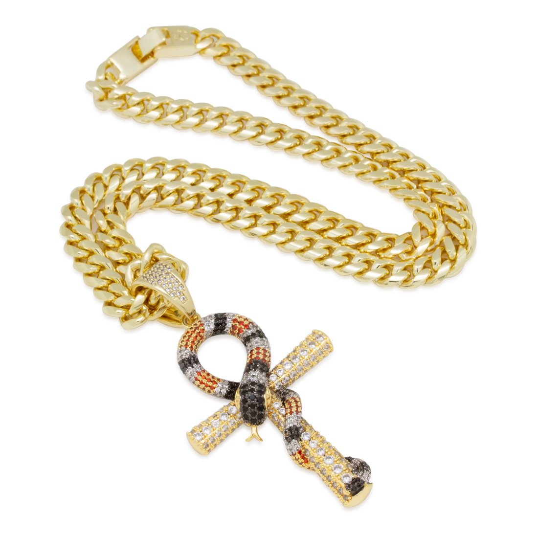 King Snake Ankh Key Necklace  in  by King Ice