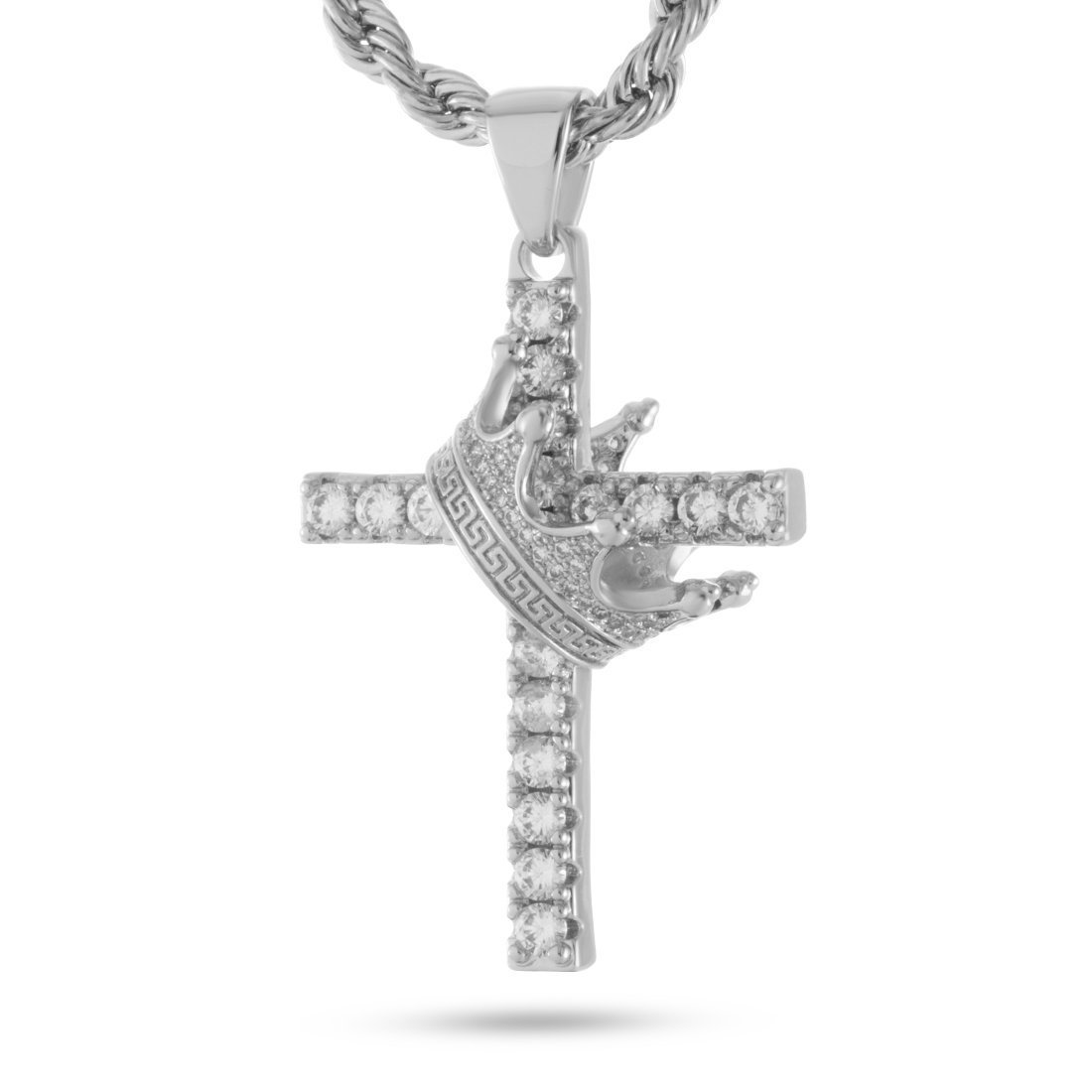 Kingdom Cross Necklace  in  White Gold / 1.9" by King Ice