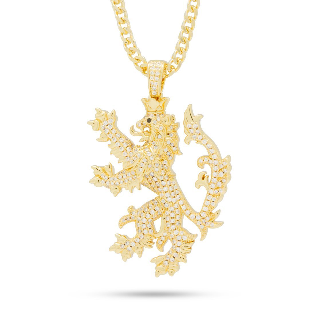 Knight Lion Necklace  in  14K Gold / 1.9" by King Ice