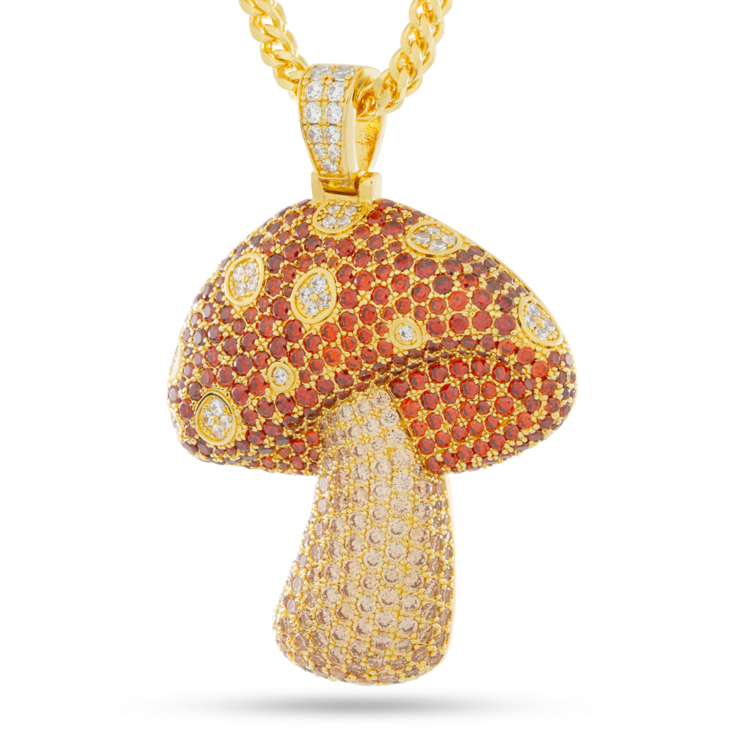 Mushroom Necklace  in  14K Gold / 2" by King Ice