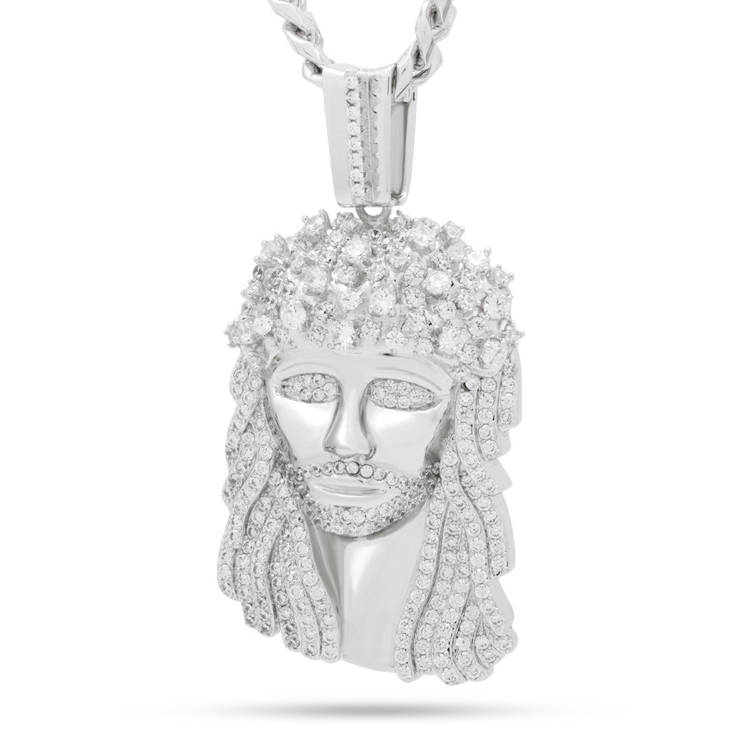 Notorious B.I.G. x King Ice - Biggie Jesus Necklace  in  White Gold / 2.4" by King Ice