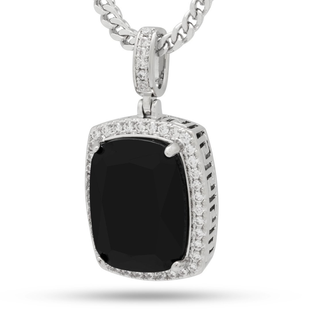 Onyx Crown Julz Necklace  in  White Gold / 1.5" by King Ice