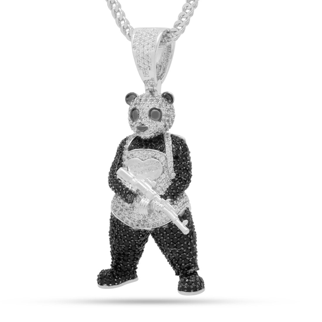 Panda Man Necklace  in  White Gold / 2.5" by King Ice