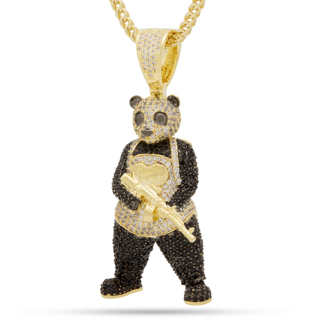 Panda Man Necklace  in  14K Gold / 2.5" by King Ice