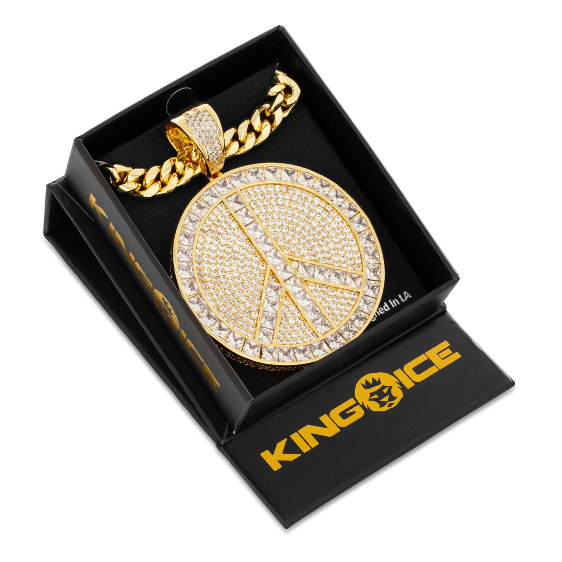 Peace and Love Medallion Necklace  in  by King Ice