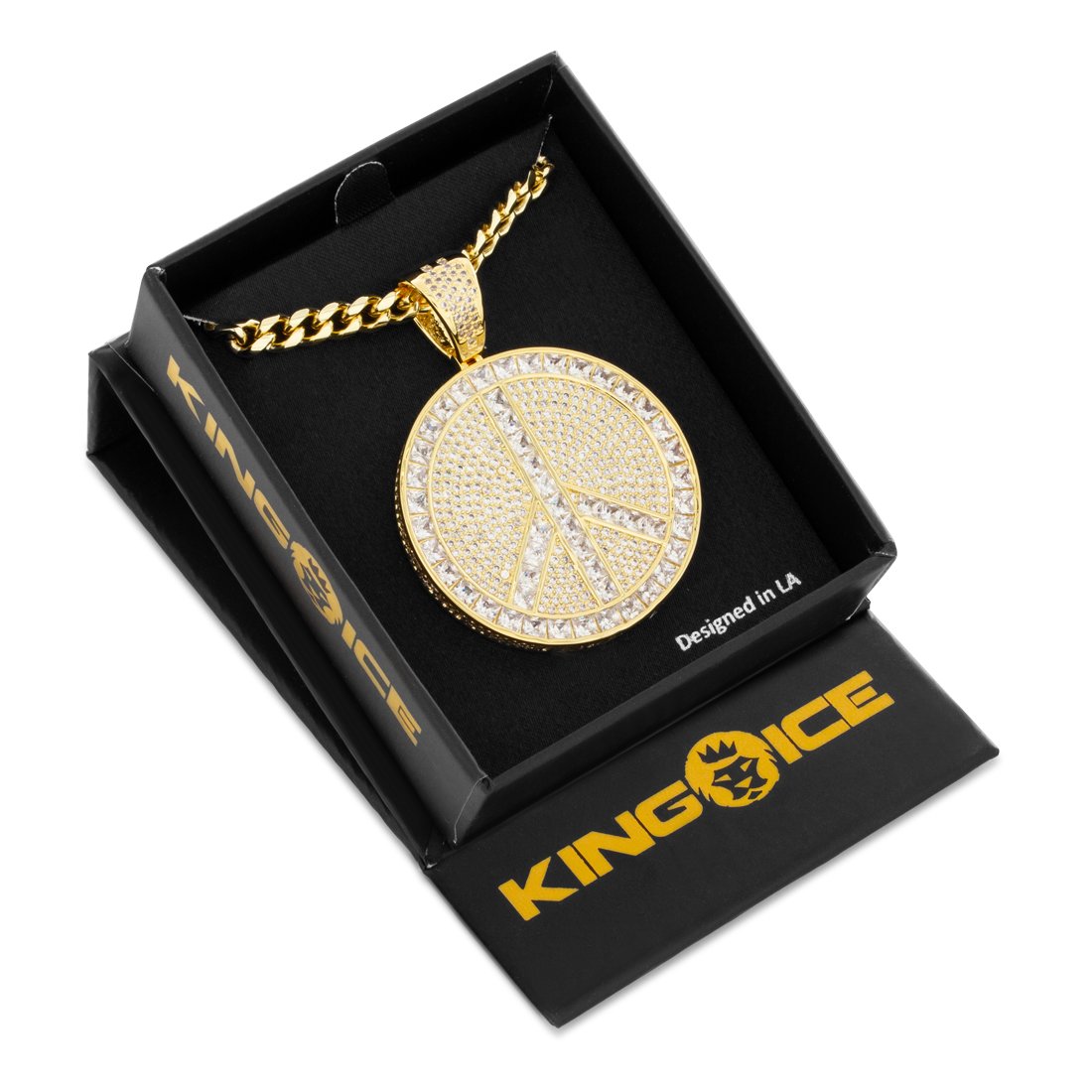 Peace and Love Medallion Necklace  in  by King Ice